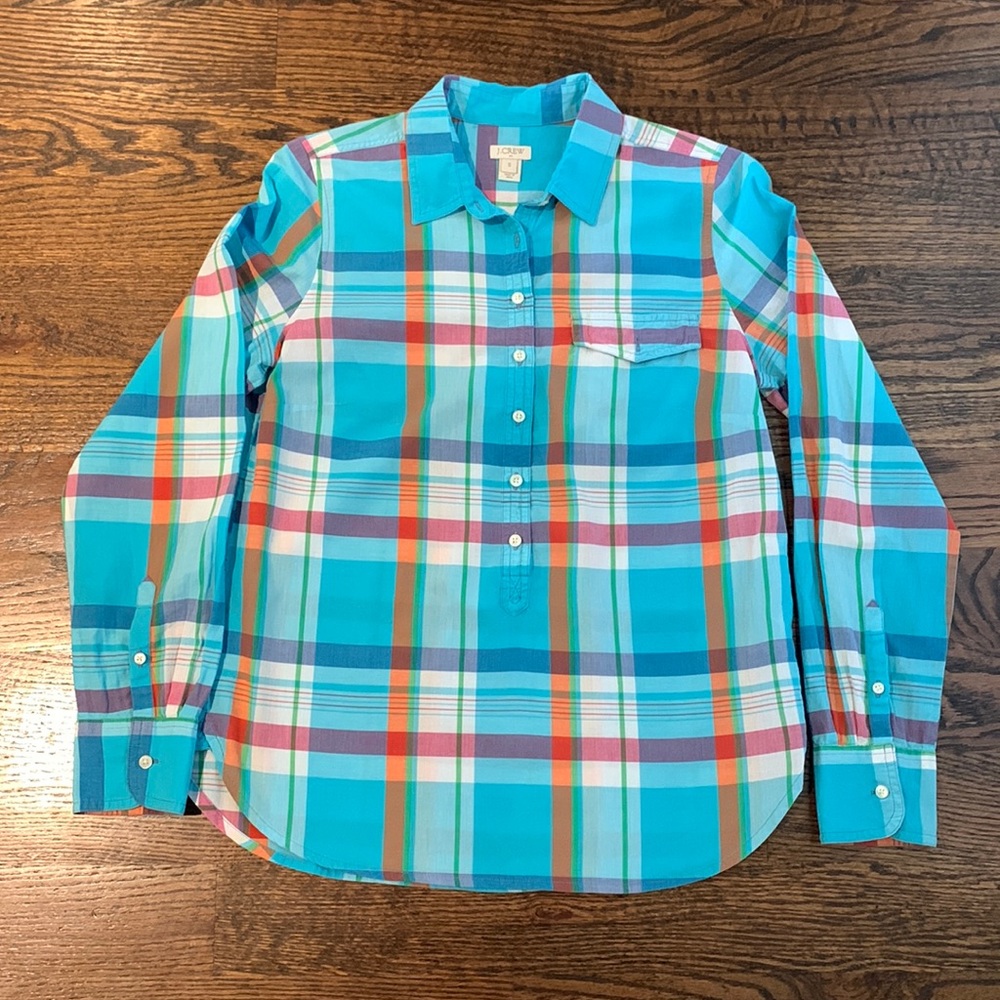J Crew sz S Half Button Long Sleeve Shirt